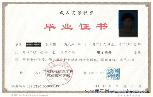 广州函授大专毕业证是什么样子（广州函授大专毕业证样本）