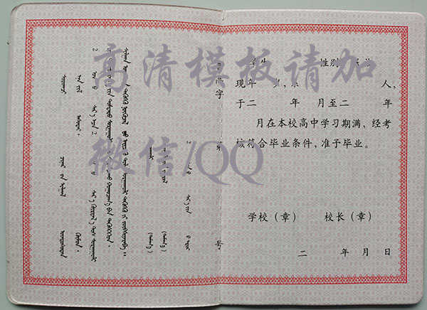 呼伦贝尔07年高中毕业证样本