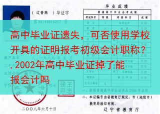 高中毕业证遗失，可否使用学校开具的证明报考初级会计职称？,2002年高中毕业证掉了能报会计吗