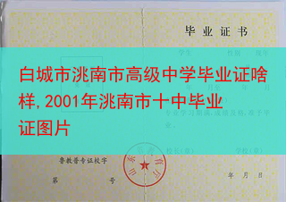 白城市洮南市高级中学毕业证啥样,2001年洮南市十中毕业证图片