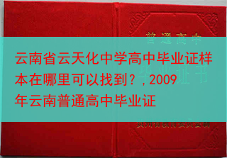 云南省云天化中学高中毕业证样本在哪里可以找到？,2009年云南普通高中毕业证